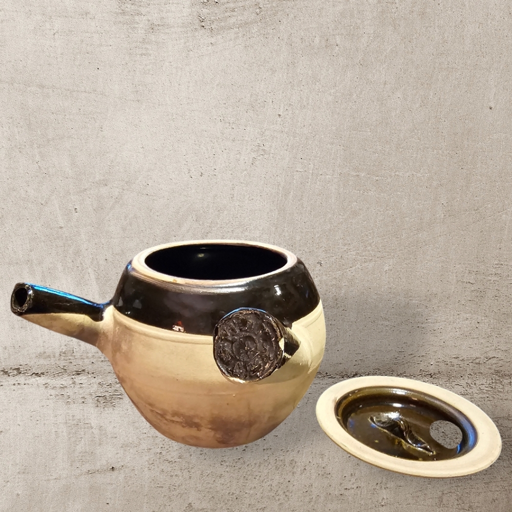 Vintage Chinese Stonewar Herb Tea Pot - Kyusu - Picture 5 of 8